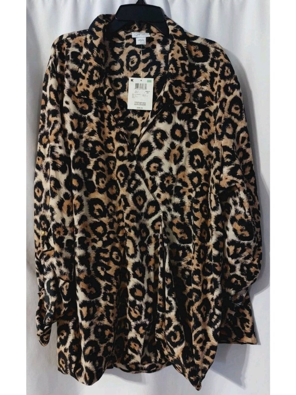 Jaclyn Smith Woman Wrap Shirt Size 3x Leopard Cheetah Animal Print Tunic Top